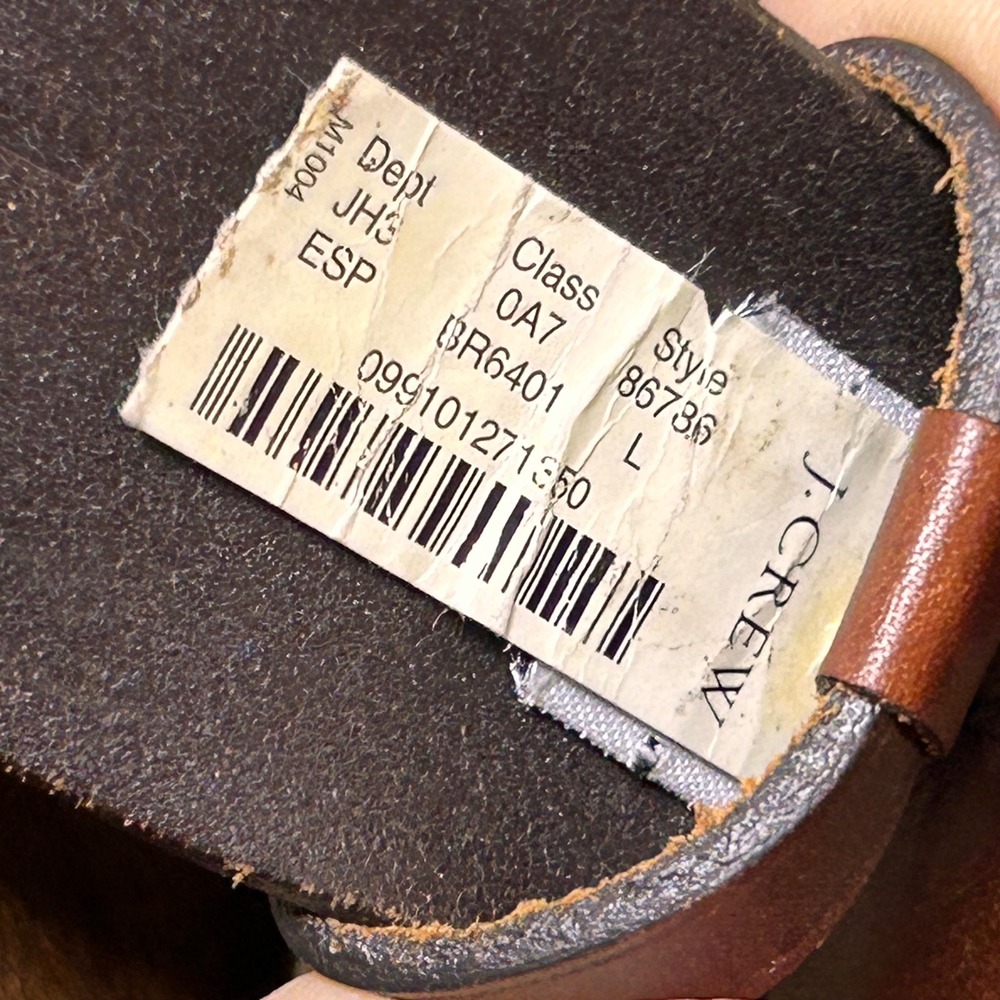 J Crew Genuine Italian Leather Belt Brass Buckle Made in USA Womens L‎ - Picture 8 of 12